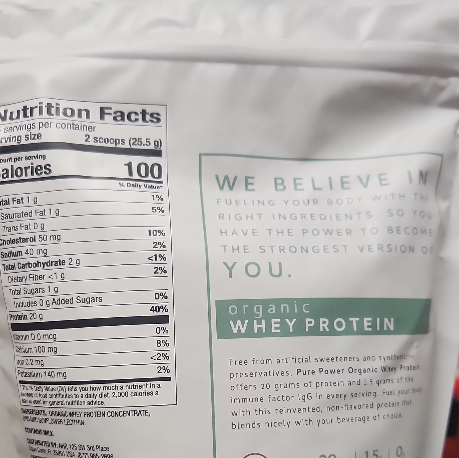Pure Power Organic Whey Protein Powder Bodybuilding Sports Fitness Performance