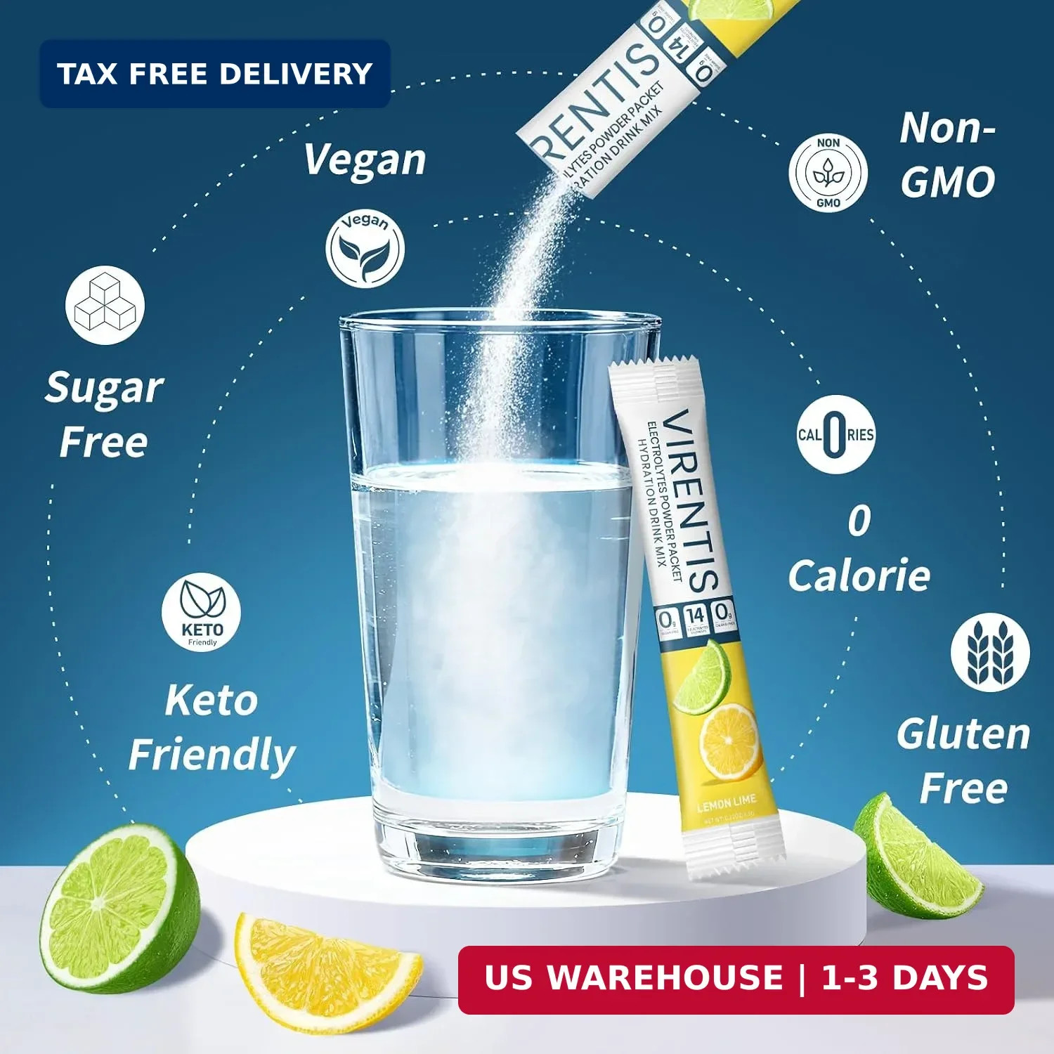 16 Sticks Electrolytes Powder Packets Sugar Free Hydration Packets Liquid Daily