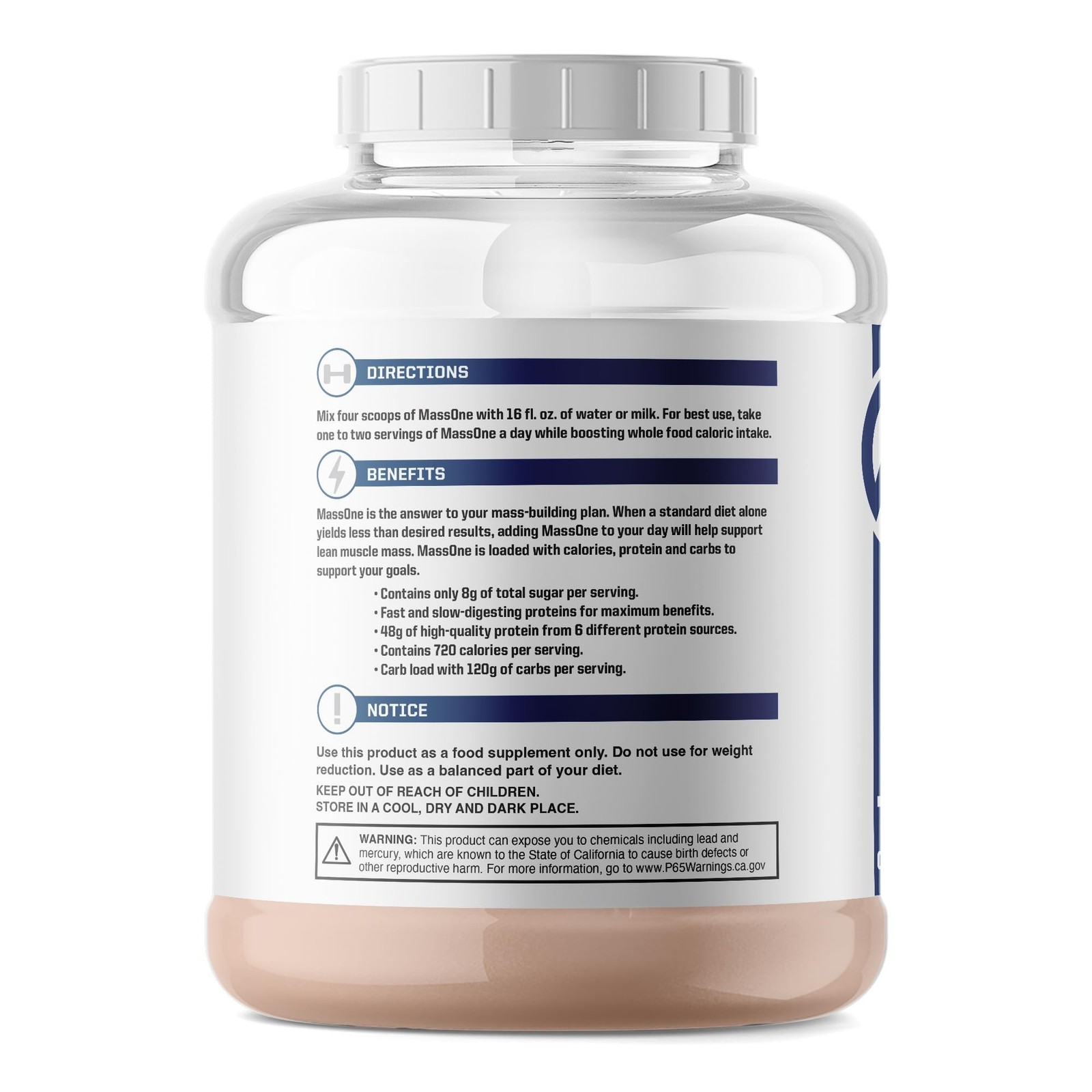 Massone Mass Gainer Protein Powder by NutraOne – Gain Weight Protein Meal Rep…