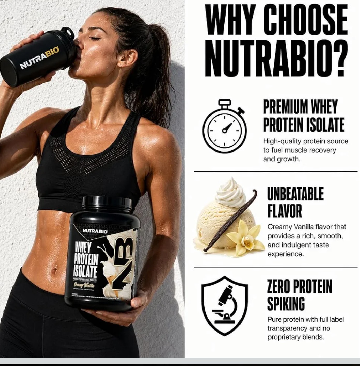 NutraBio WHEY PROTEIN ISOLATE 2 lb (30 Servings) Cinn Sugar Donut BEST BY 10/26