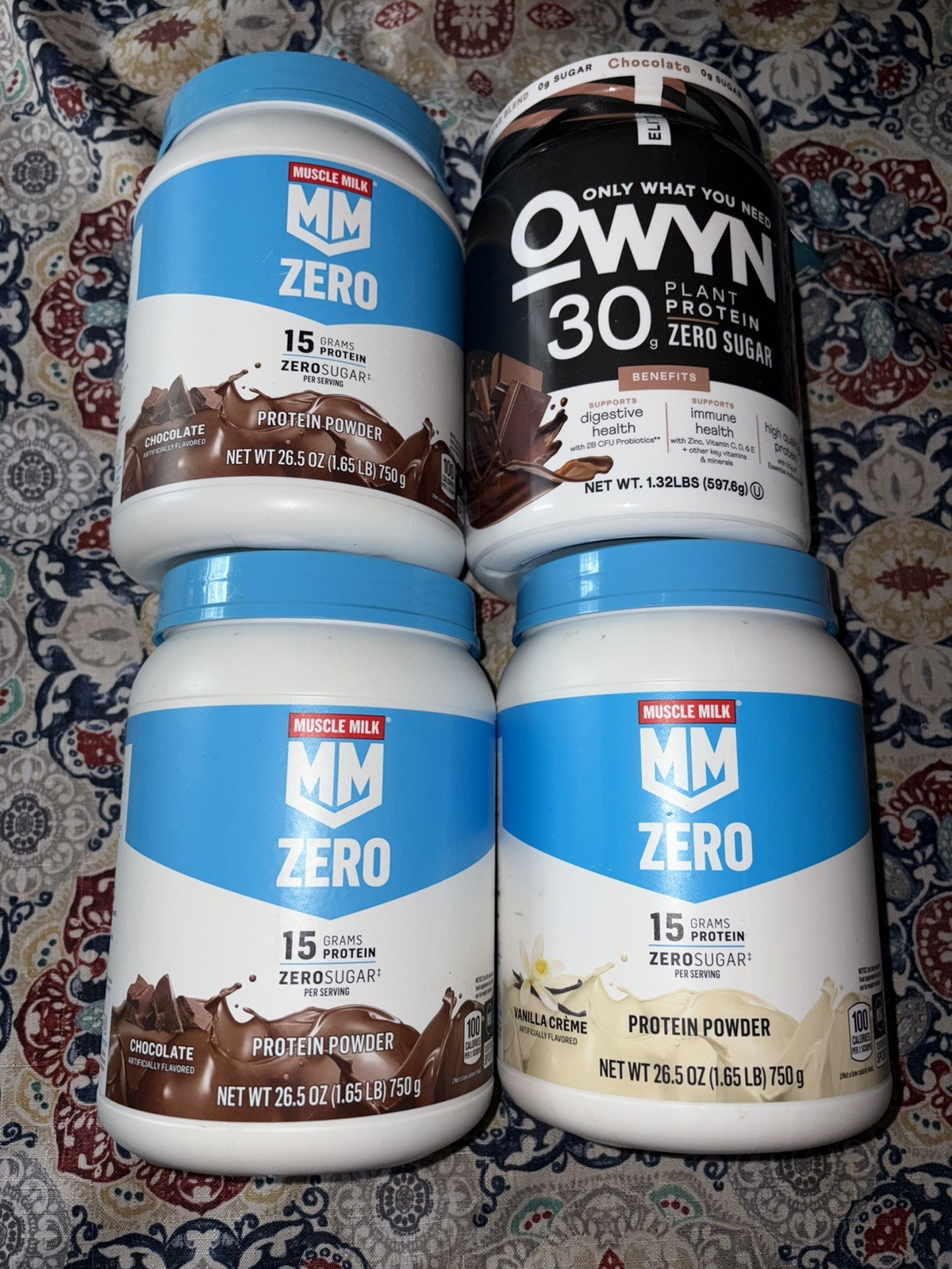 Muscle Milk Zero, 100 Calorie Protein Powder, x3 Chocolate, x1 Vanilla Exp 03/26