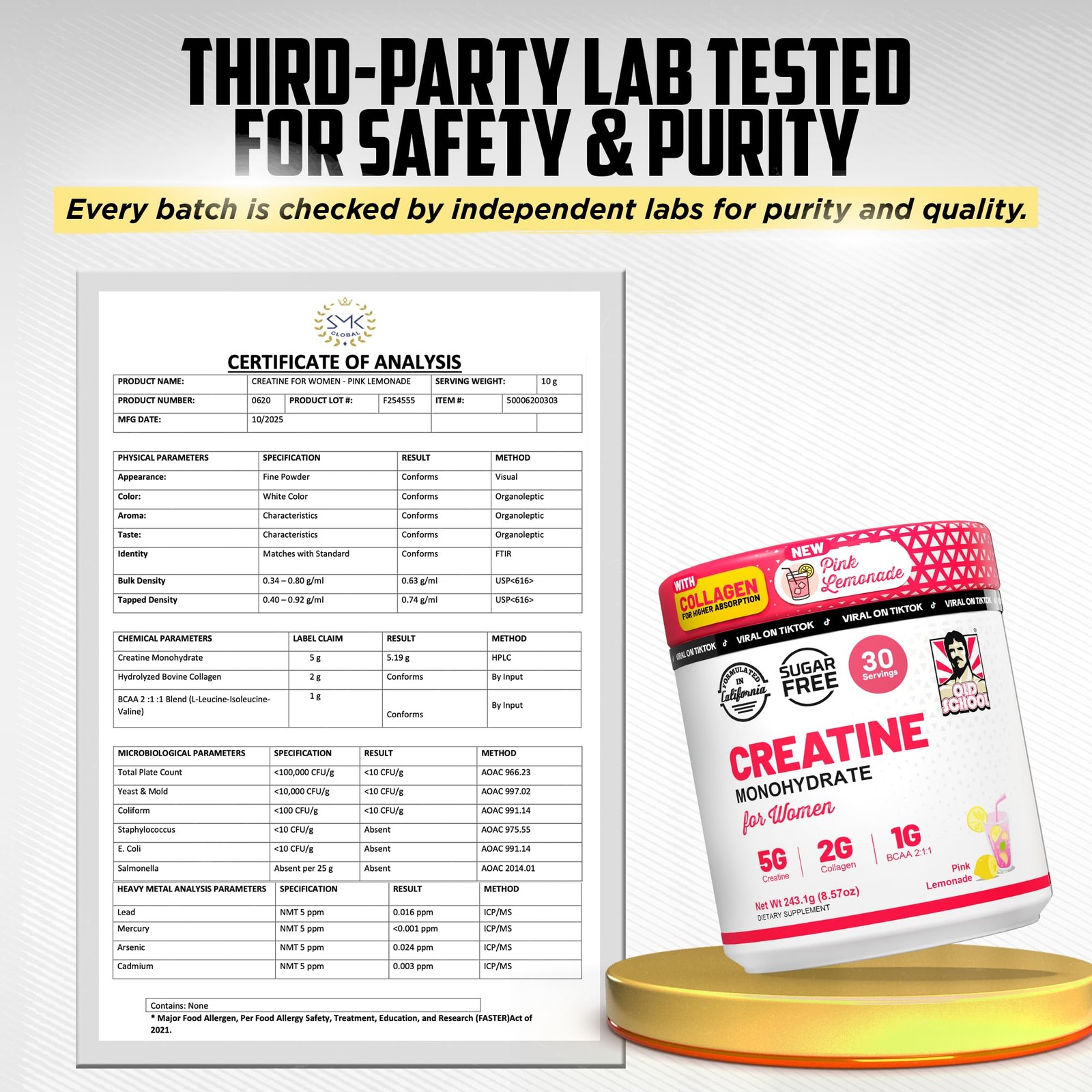 Creatine for Women–Post-Workout Supplement with 5000mg Creatine Monohydrate P…