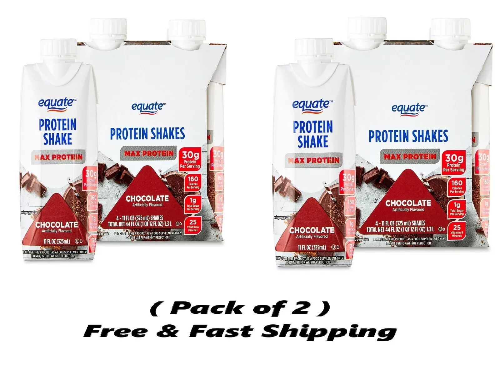 Equate Max Protein Nutrition Shake, Chocolate Flavored, Liquid, 11 fl oz 8 Count