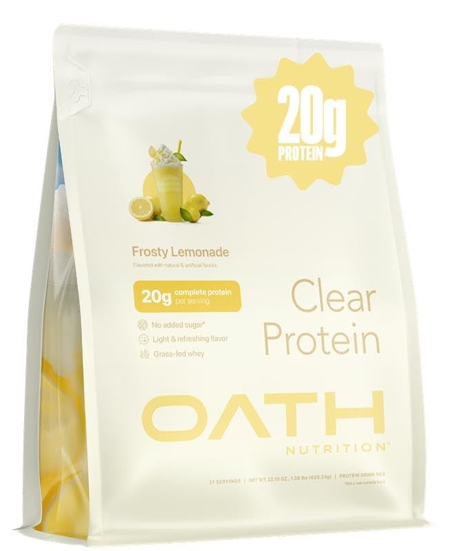 Oath Nutrition Clear Whey Isolate Protein Powder Frosty Lemonade 20g Protein