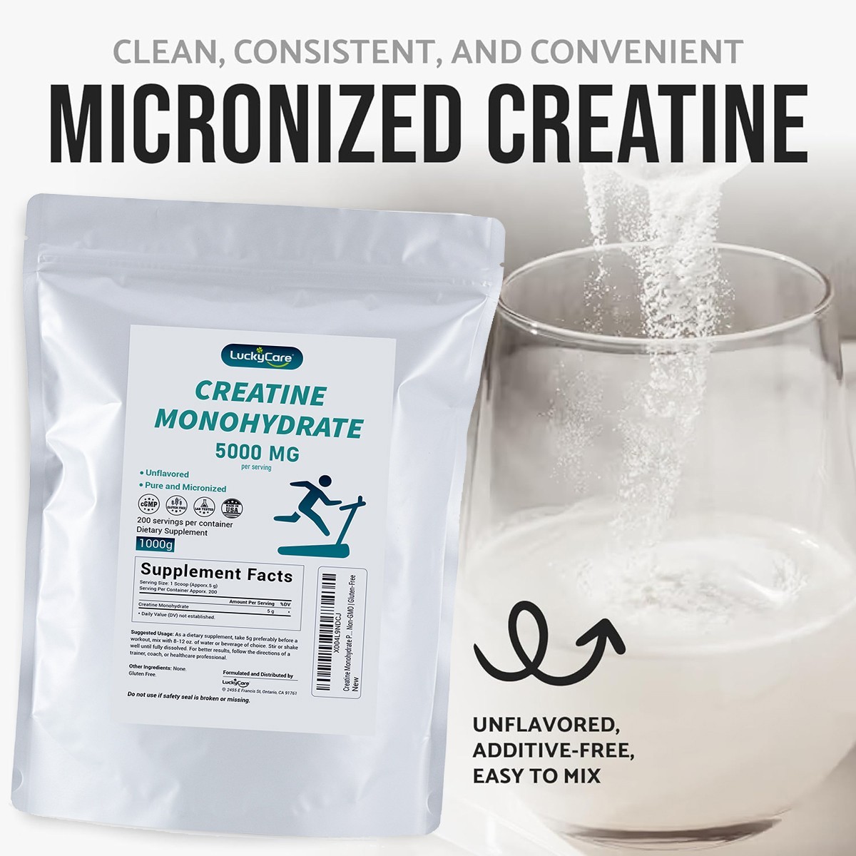 2.2LBS Pure Creatine Monohydrate Powder Micronized 200 Servings 5g Per Serving
