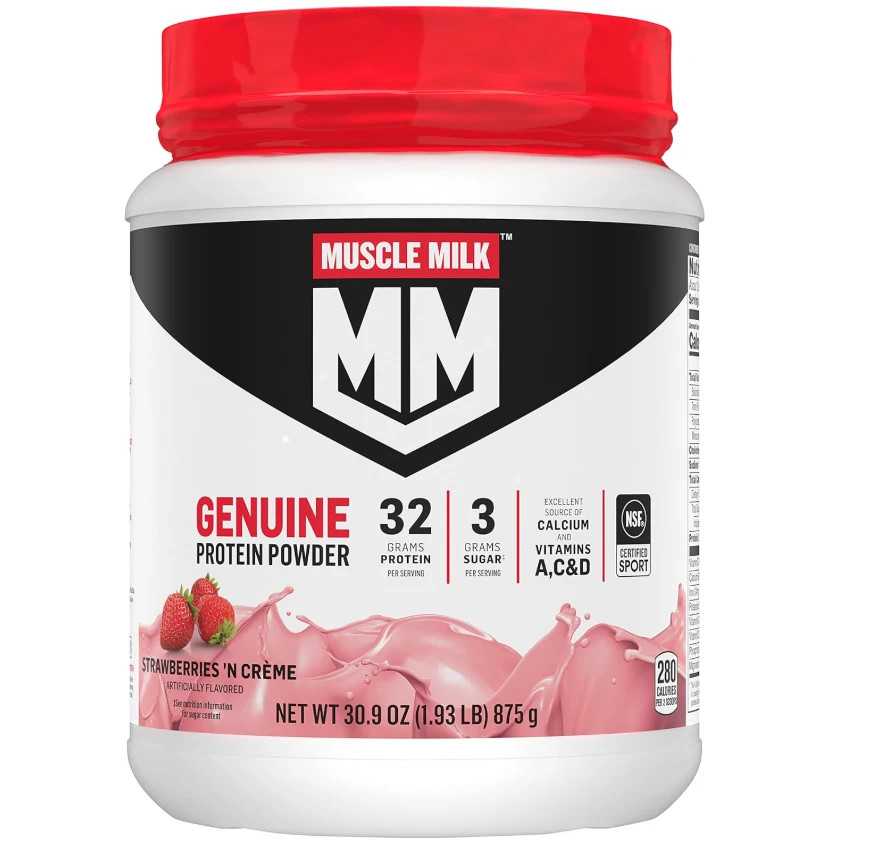 Muscle Milk Genuine Protein Powder Strawberries Crème 32G Protein 30.9oz 1.93 LB