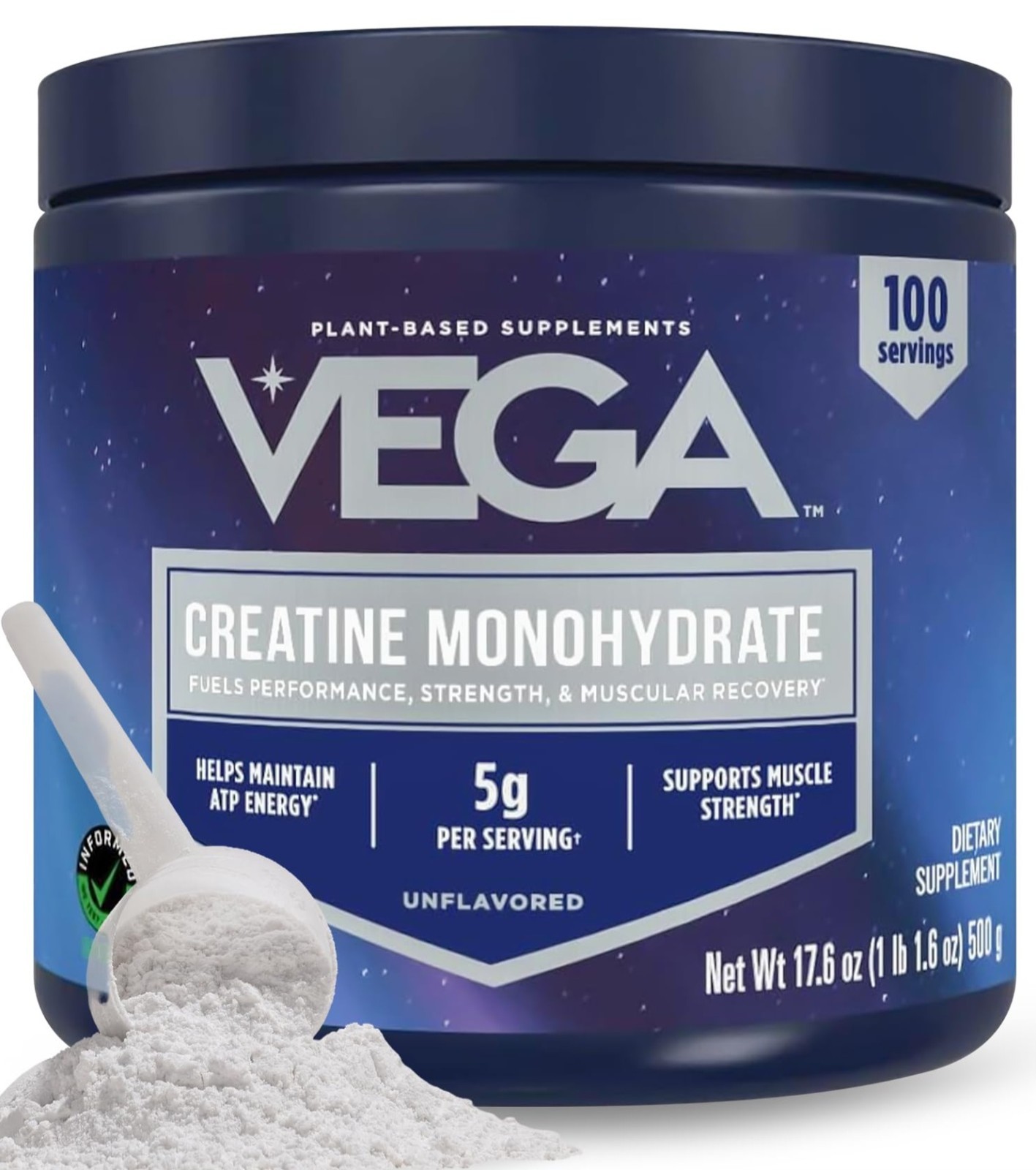Vega Creatine Monohydrate 2 Pack 500g 200 Servings Unflavored Powder