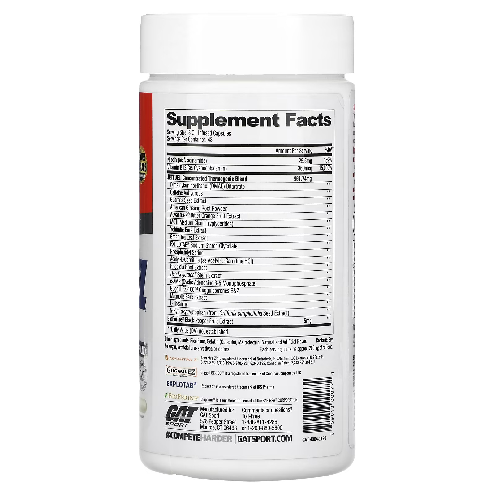 2 X GAT, JETFUEL Original, 144 Oil Infused Capsules-worldwide
