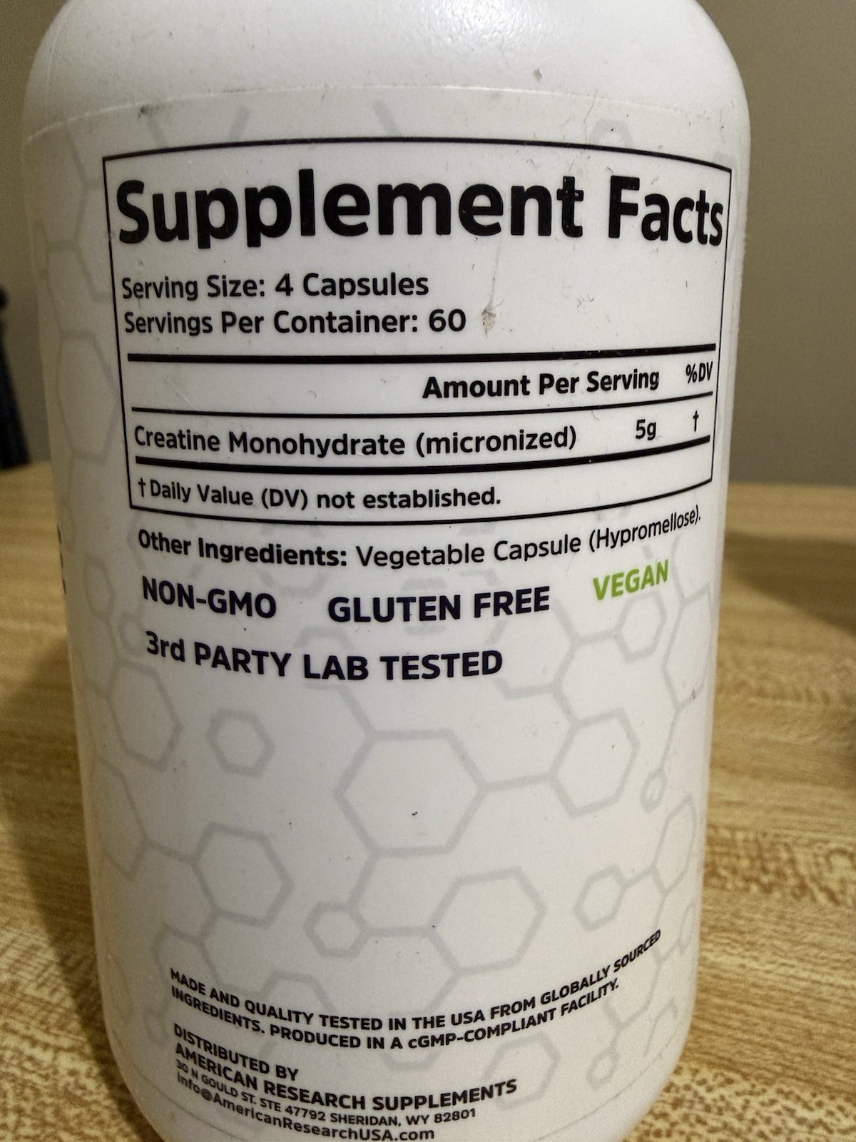 American Research Supplements Micronized Creatine Monohydrate 240 Capsules 5g Ea