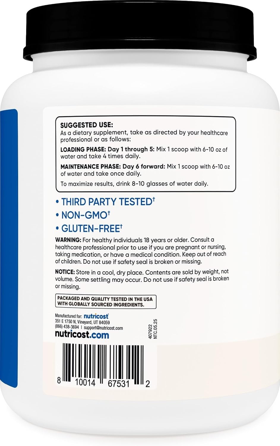 Nutricost Creatine Monohydrate Micronized Powder 1 KG 200 Servings Pure Non-GMO