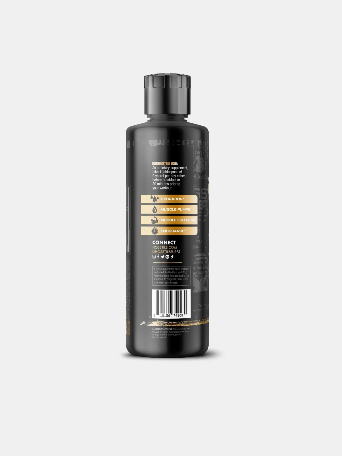 HOSSTILE Liquid Glycerol 1000 Unflavored Hydration & Muscle Fullness 31 Servings