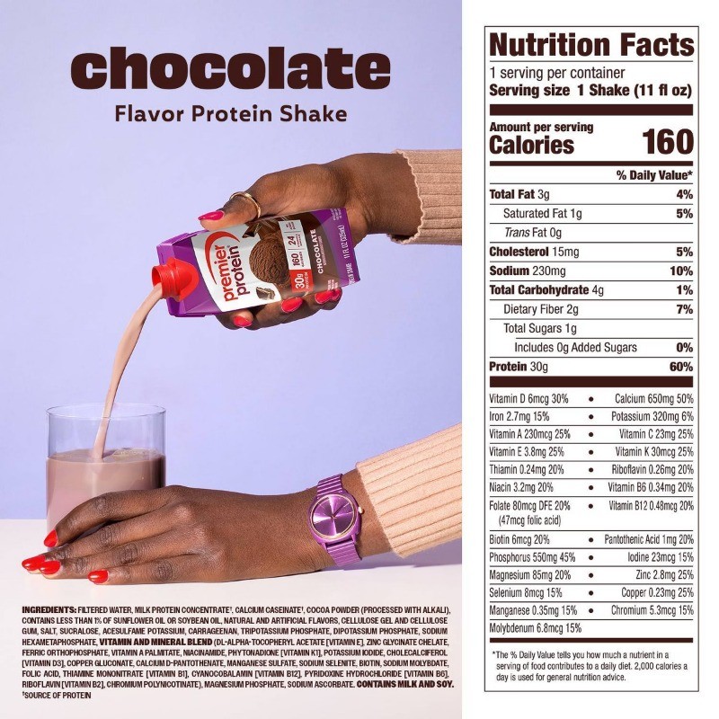 Premier Protein Shake, Chocolate, 30g Protein, 11 fl oz, 12 Ct