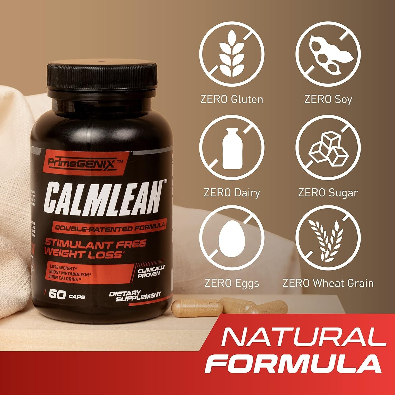 PrimeGENIX CalmLean Stimulant, Free Fat Burner, Pro Weight Loss