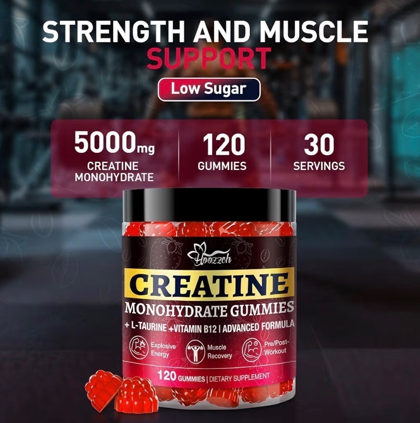 Loozzeh Creatine Monohydrate Gummies Strawberry 120 Count Exp 01/21/2028