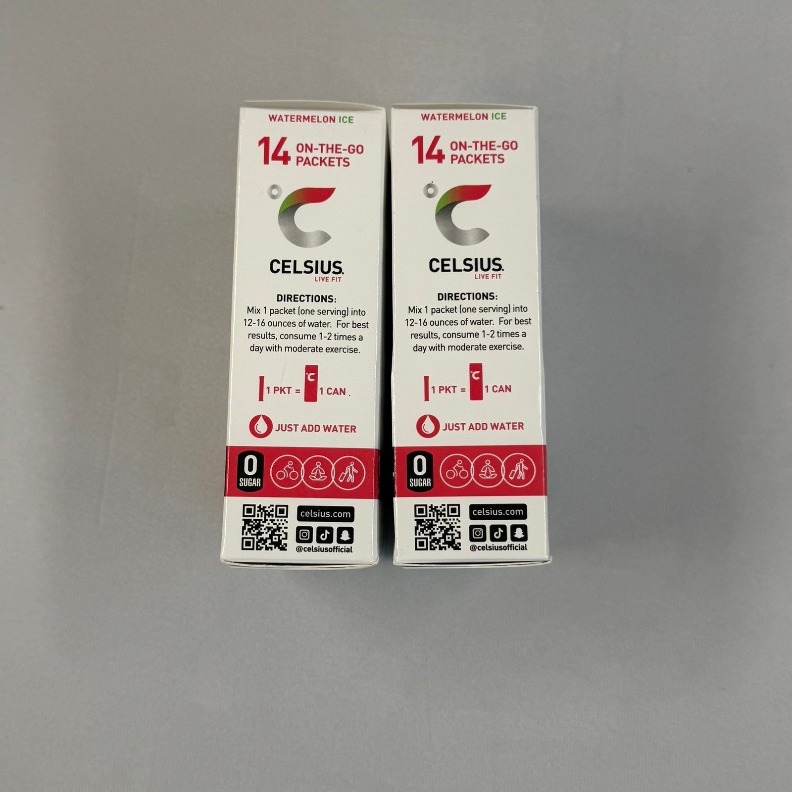 2X Celsius Live Fit Powder Drink Watermelon Ice 14 Packets Exp 8/26+