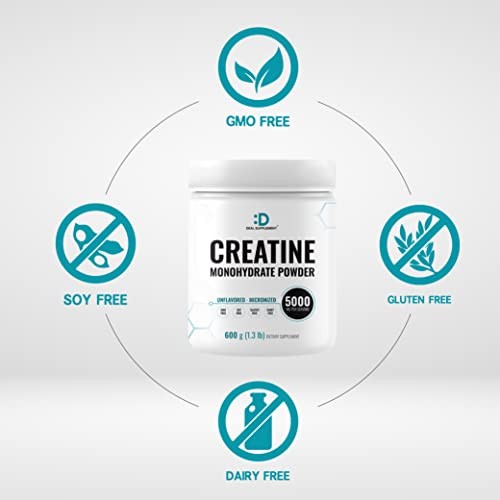 Creatine Monohydrate Powder 5g 120 Servings Micronized Unflavored