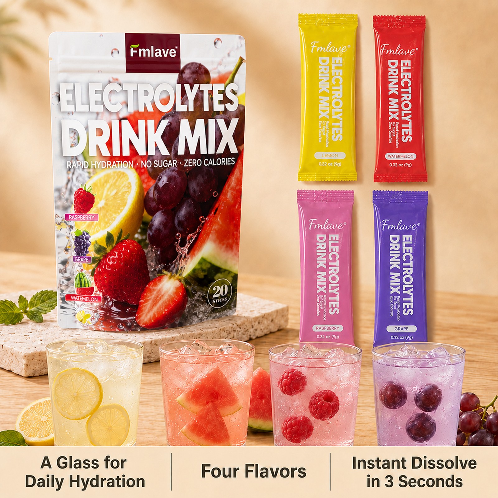 Hydration Mix Sport Drink Powder Sugar Free Essential Electrolyte 20 Sachets