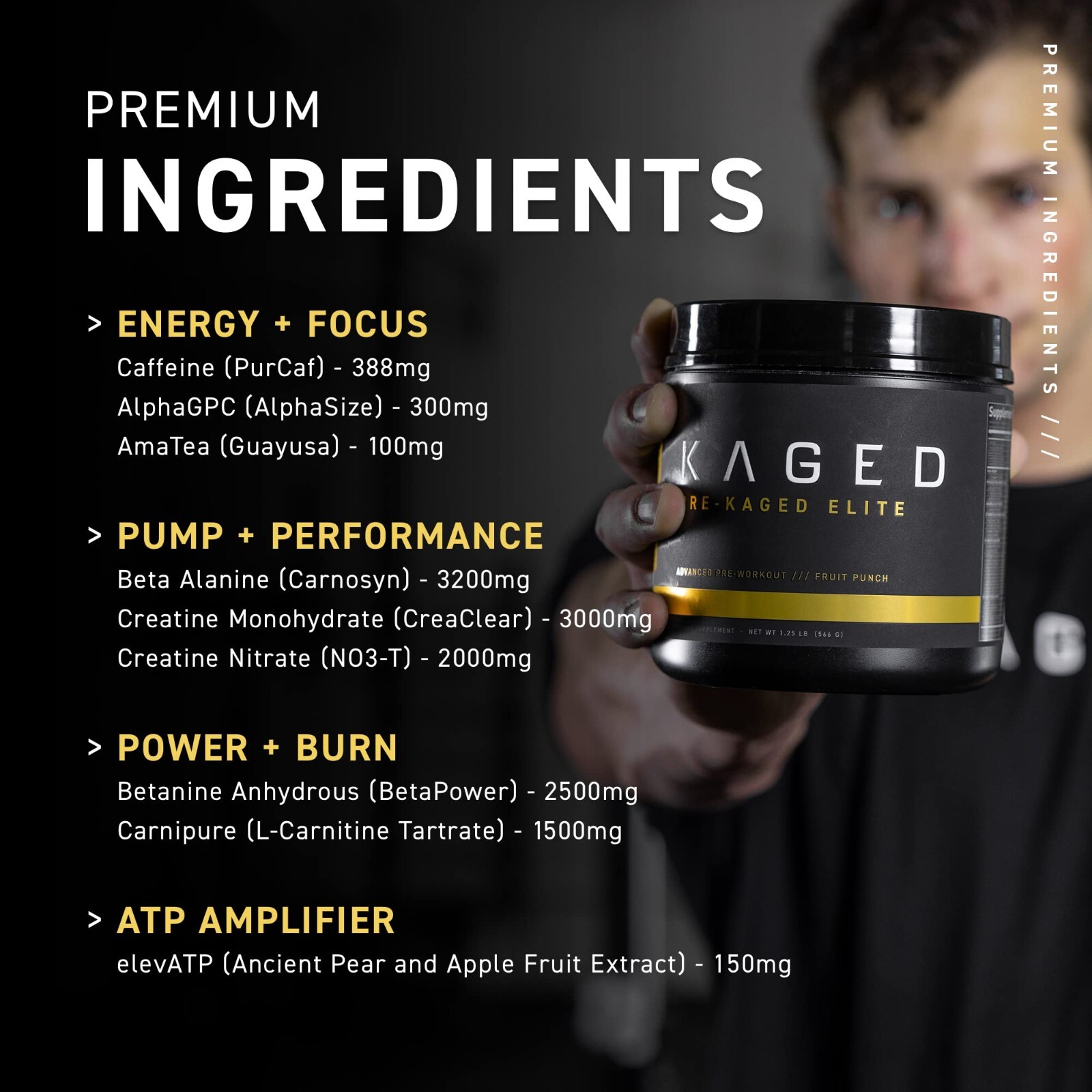 Kaged High Stimulant Pre Workout Powder Strawberry Lemonade Pre-Kaged Elite