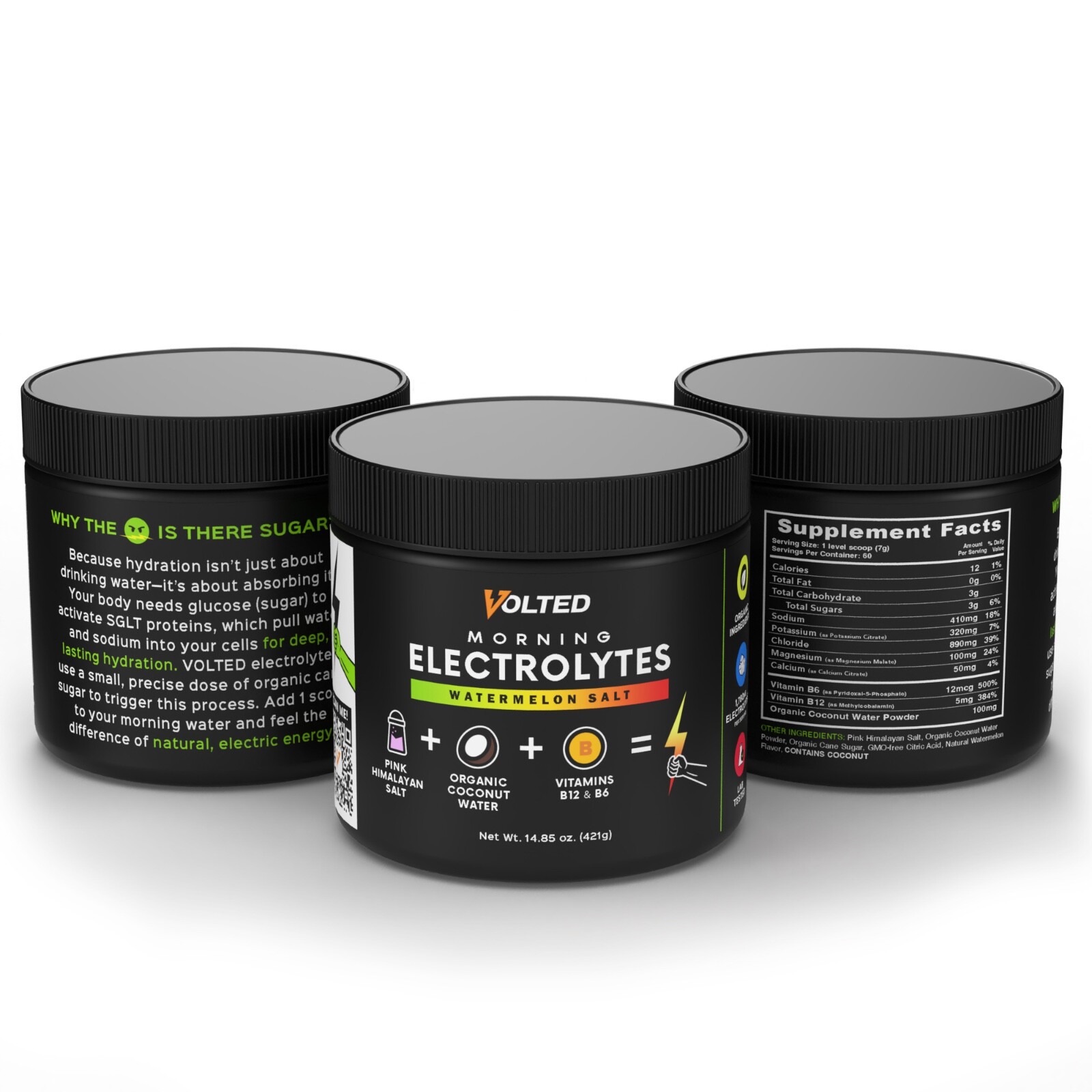 Premium Electrolyte Powder Morning Hydration Organic Pink Himalayan Salt Non-GMO