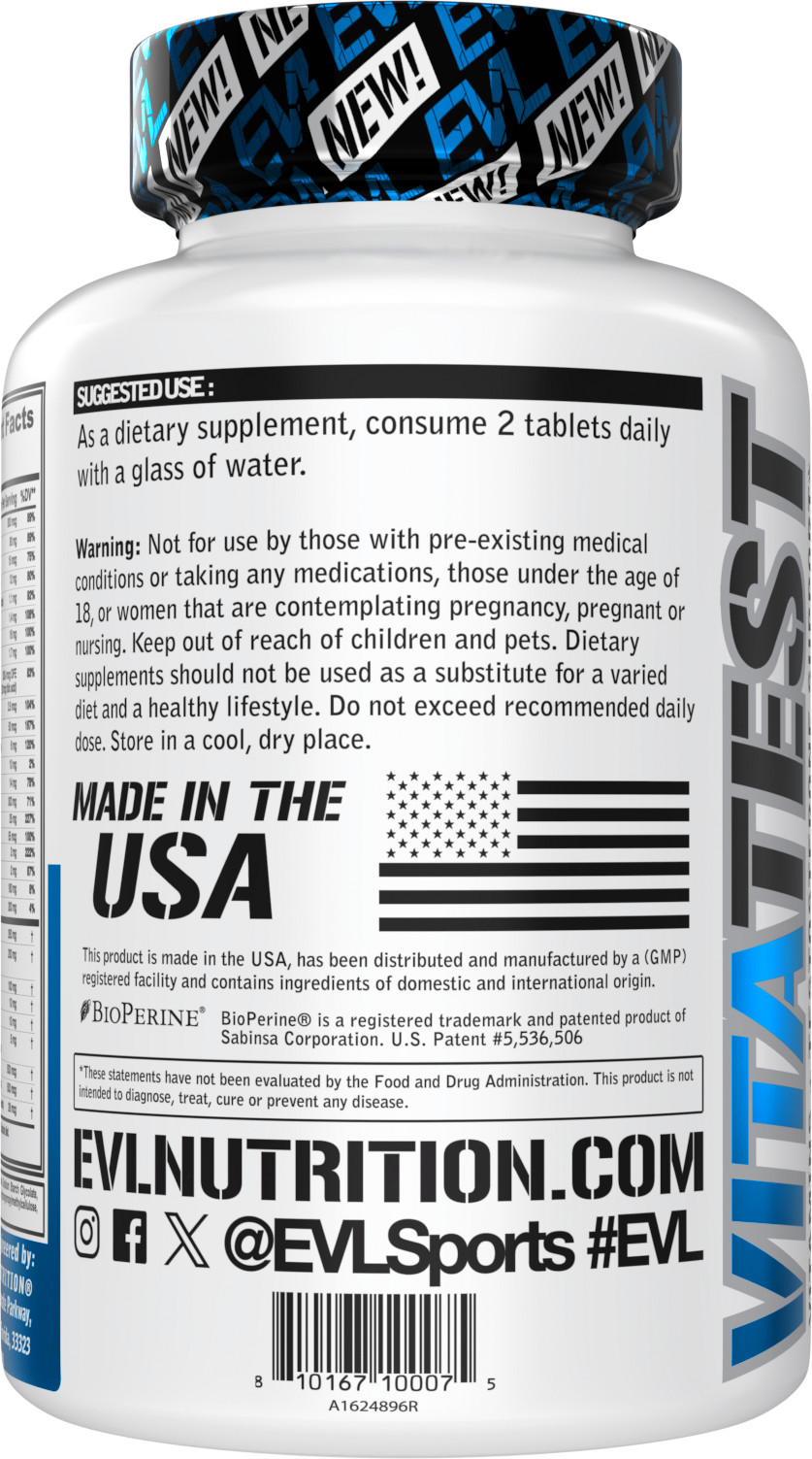 Evlution Nutrition VitaTest – Vitamin+Natural Testosterone Booster – 45 Servings
