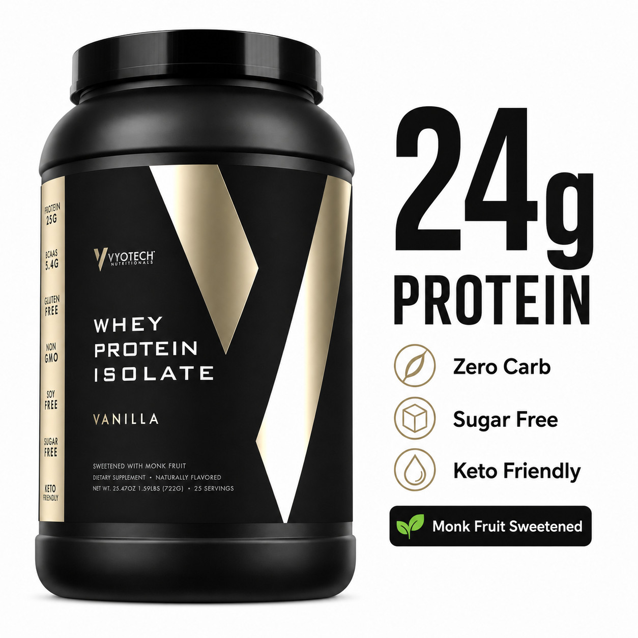 Whey Protein Isolate Vanilla Zero Carb Sugar Free Protein Powder 2 Pack