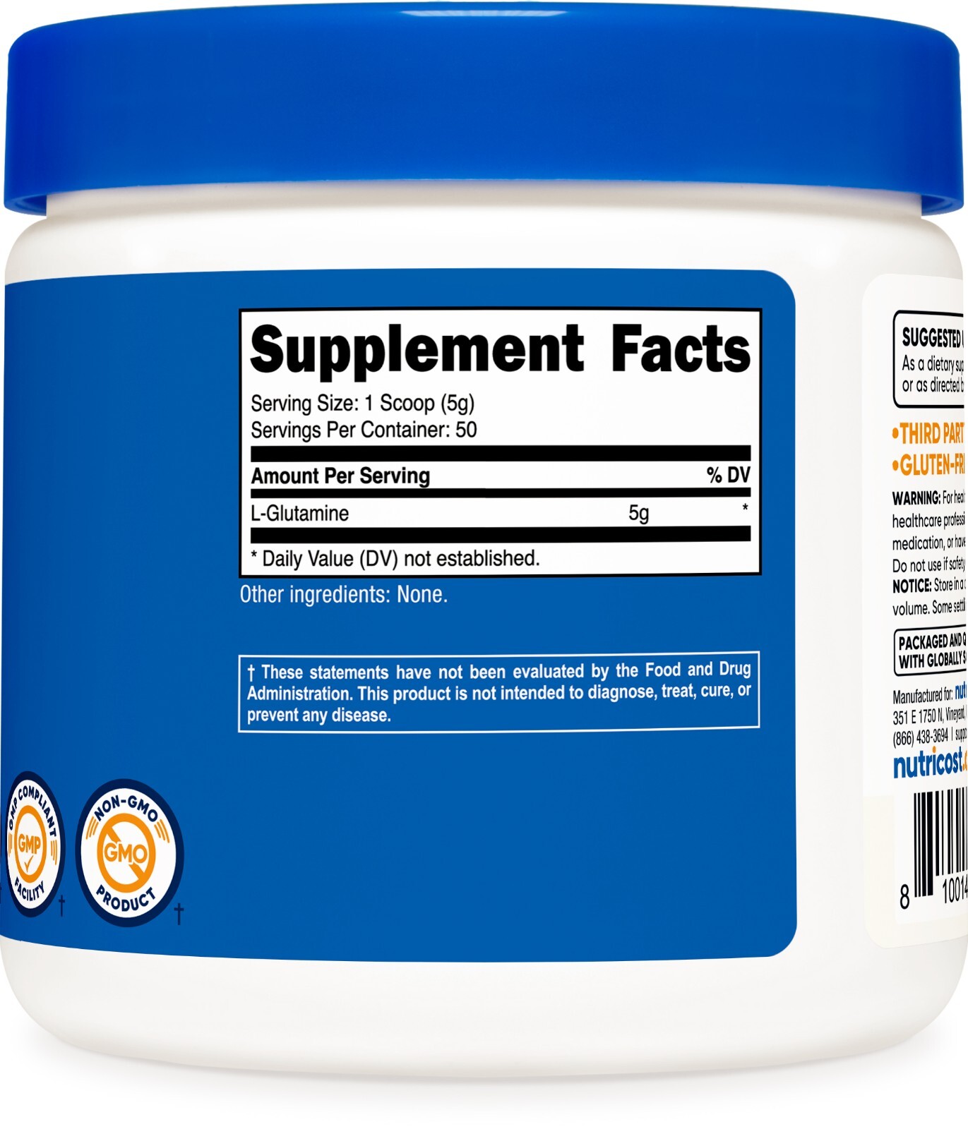 Nutricost L-Glutamine Powder 250 Grams – 50 Servings, Non-GMO, Gluten Free