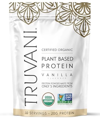 Truvani Organic Vanilla Vegan Pea Protein Powder, 10.47 Ounces