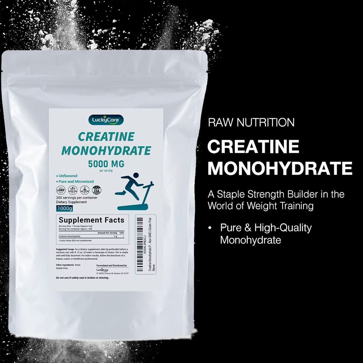 2.2LBS Pure Creatine Monohydrate Powder Micronized 200 Servings 5g Per Serving