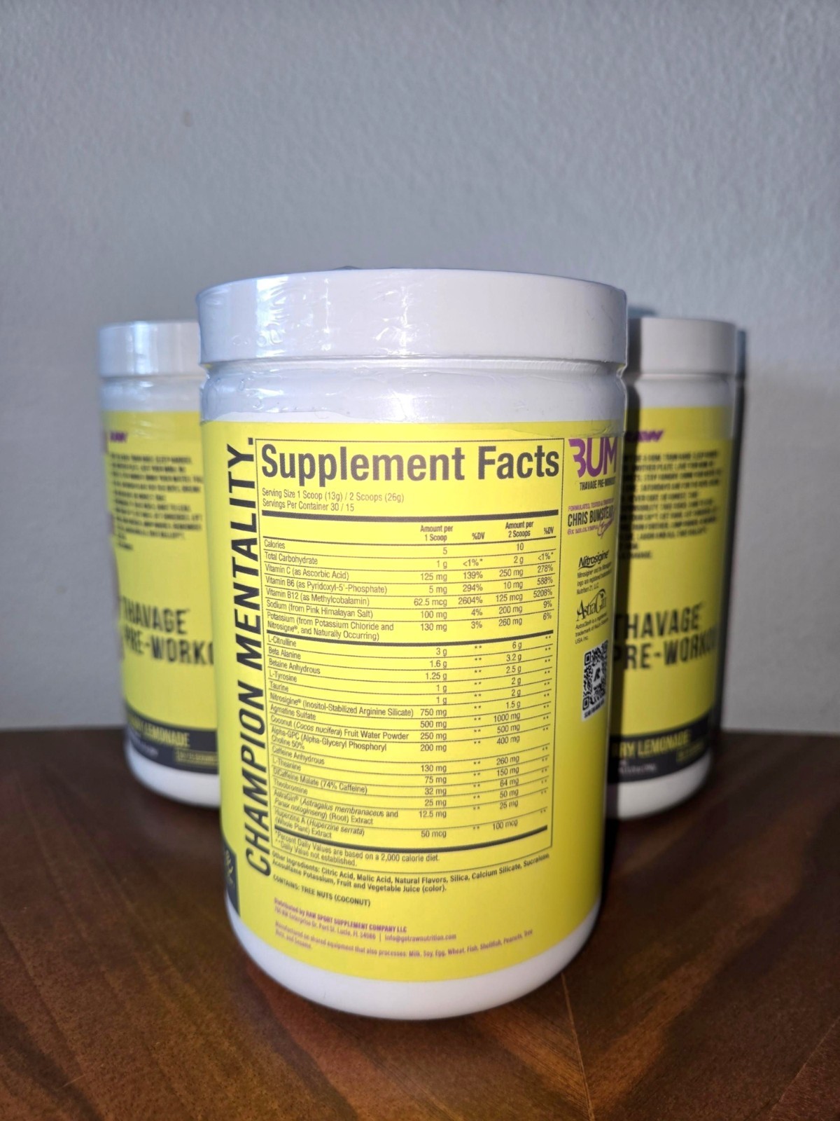 Bum Thavage Pre-Workout Powder Blackberry Lemonade 30 Servings Gym Training
