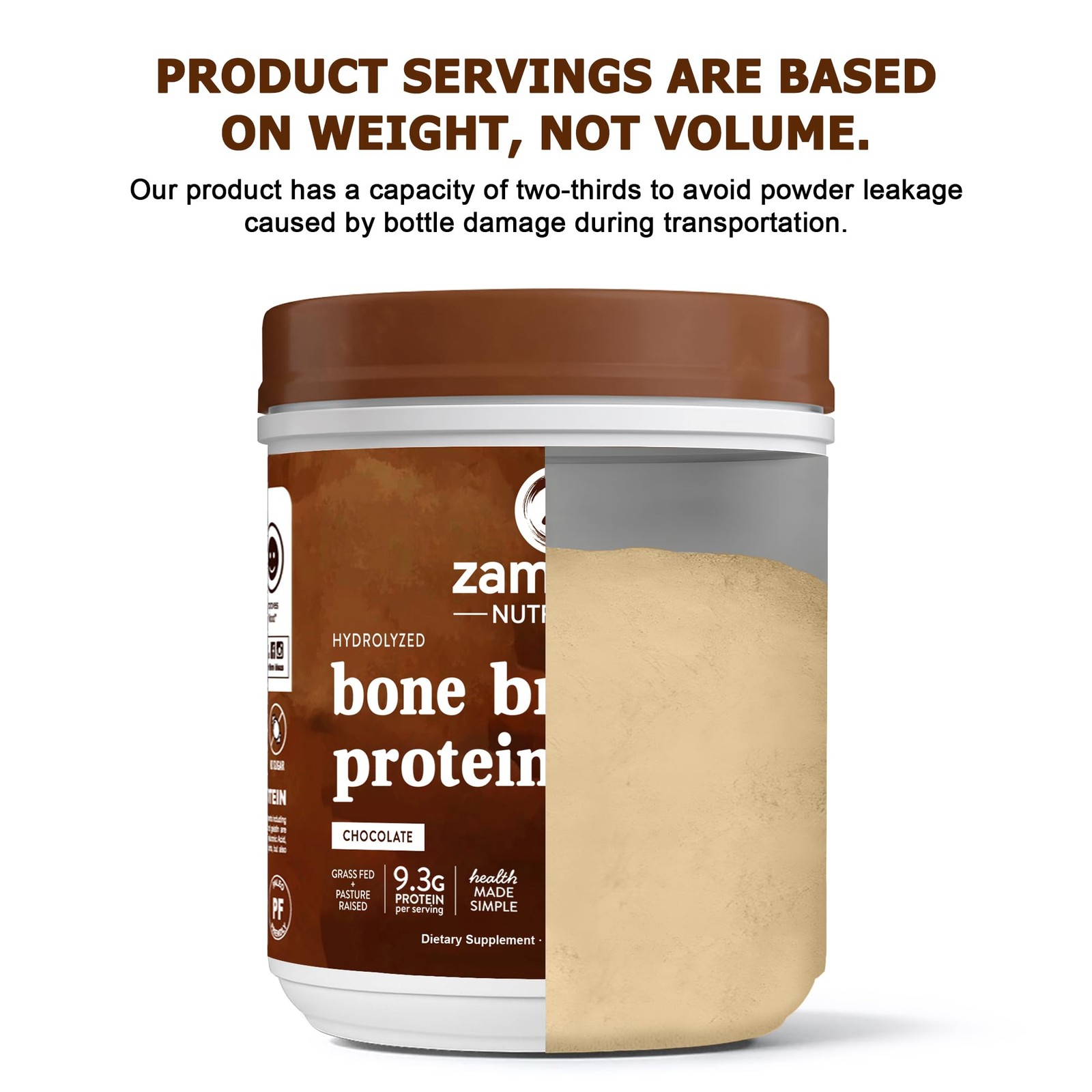 Zammex Bone Broth Protein Powder, Pure Grass Fed Beef, 1 Pound (Pack of 1)
