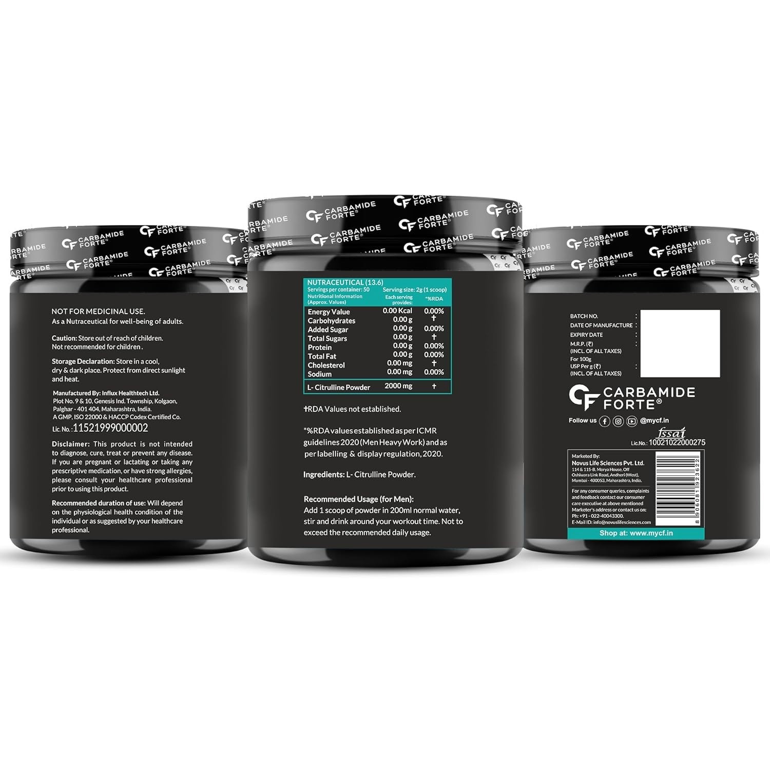 L Citrulline Malate Powder | Boosts Nitric Oxide, Pre Workout Supplements