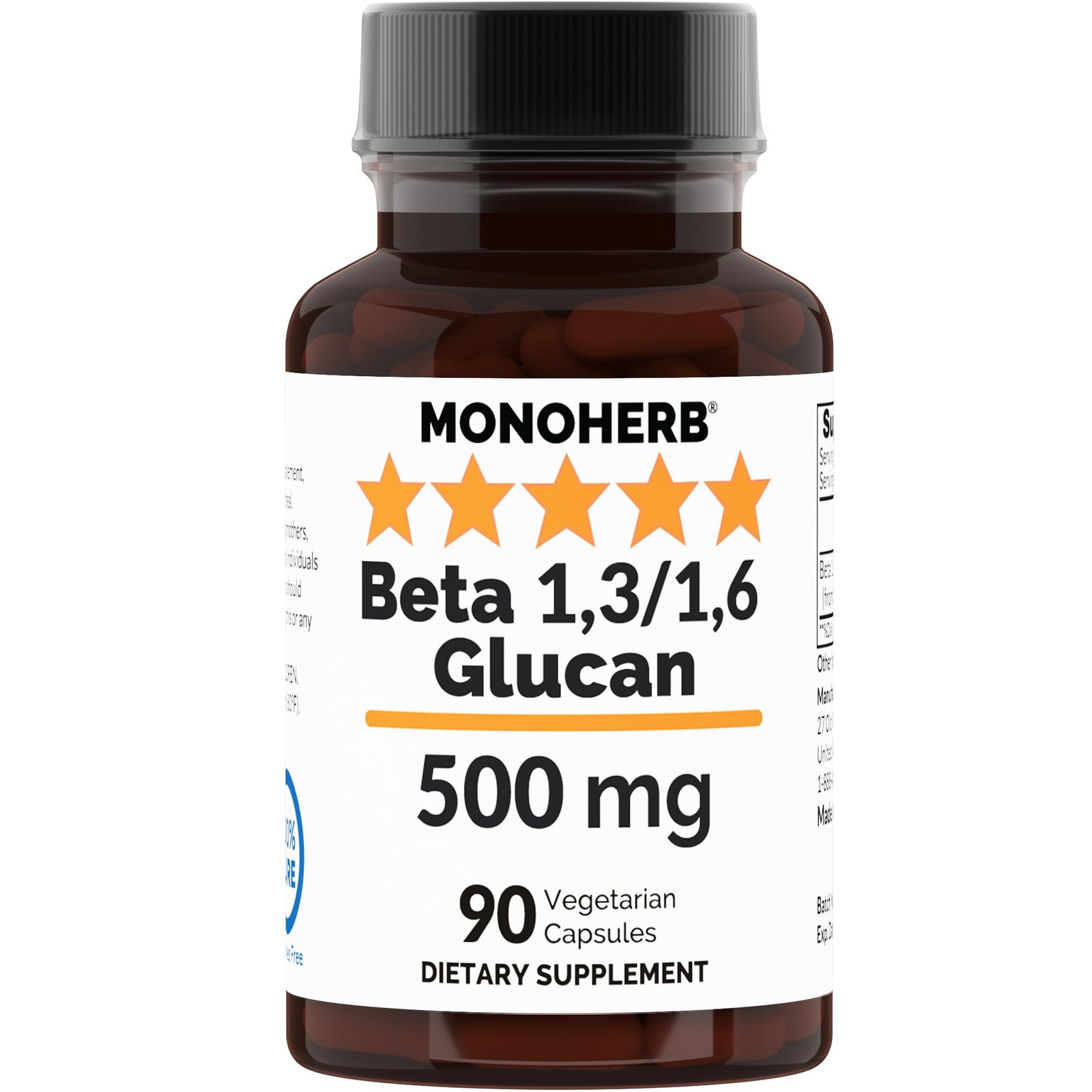 Beta 1,3/1,6 Glucan 500 mg per Capsule – 90 Veg – 90 Servings