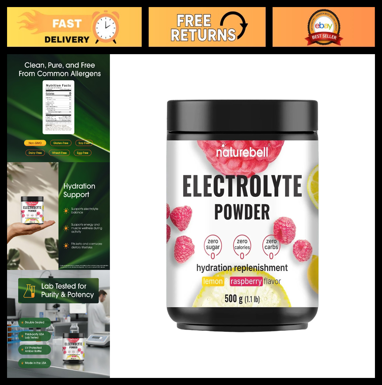 Electrolyte Powder 500g – Hydration Support, Essential Minerals, Sugar-Free, Ket