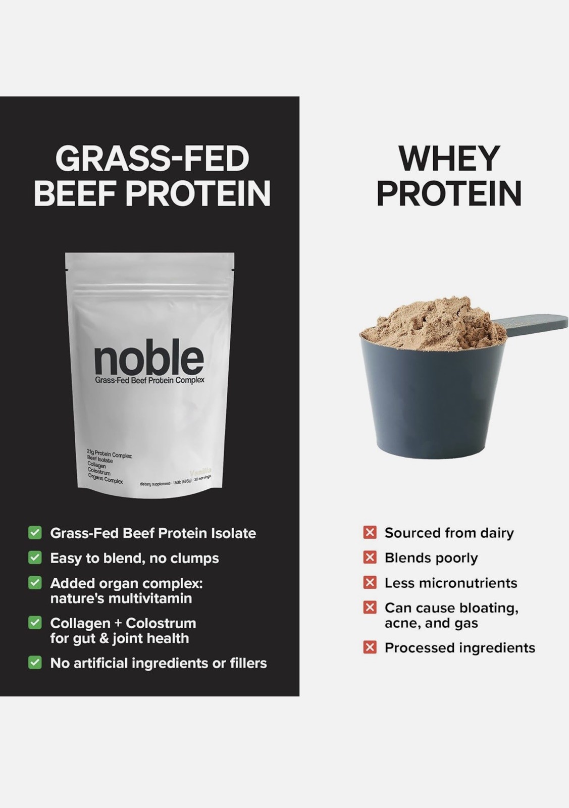 Noble Origin All-In-One Grass Fed Beef Protein Powder-Collagen-No Whey-msrp $79!