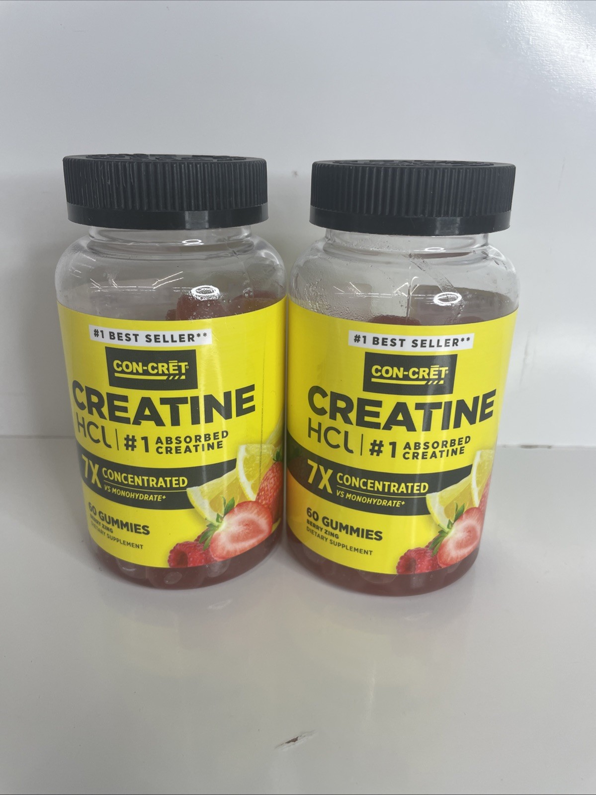 2 Pack CON-CRET Creatine Gummies Berry Zing Flavor, 60 Count Each BBD 12/26
