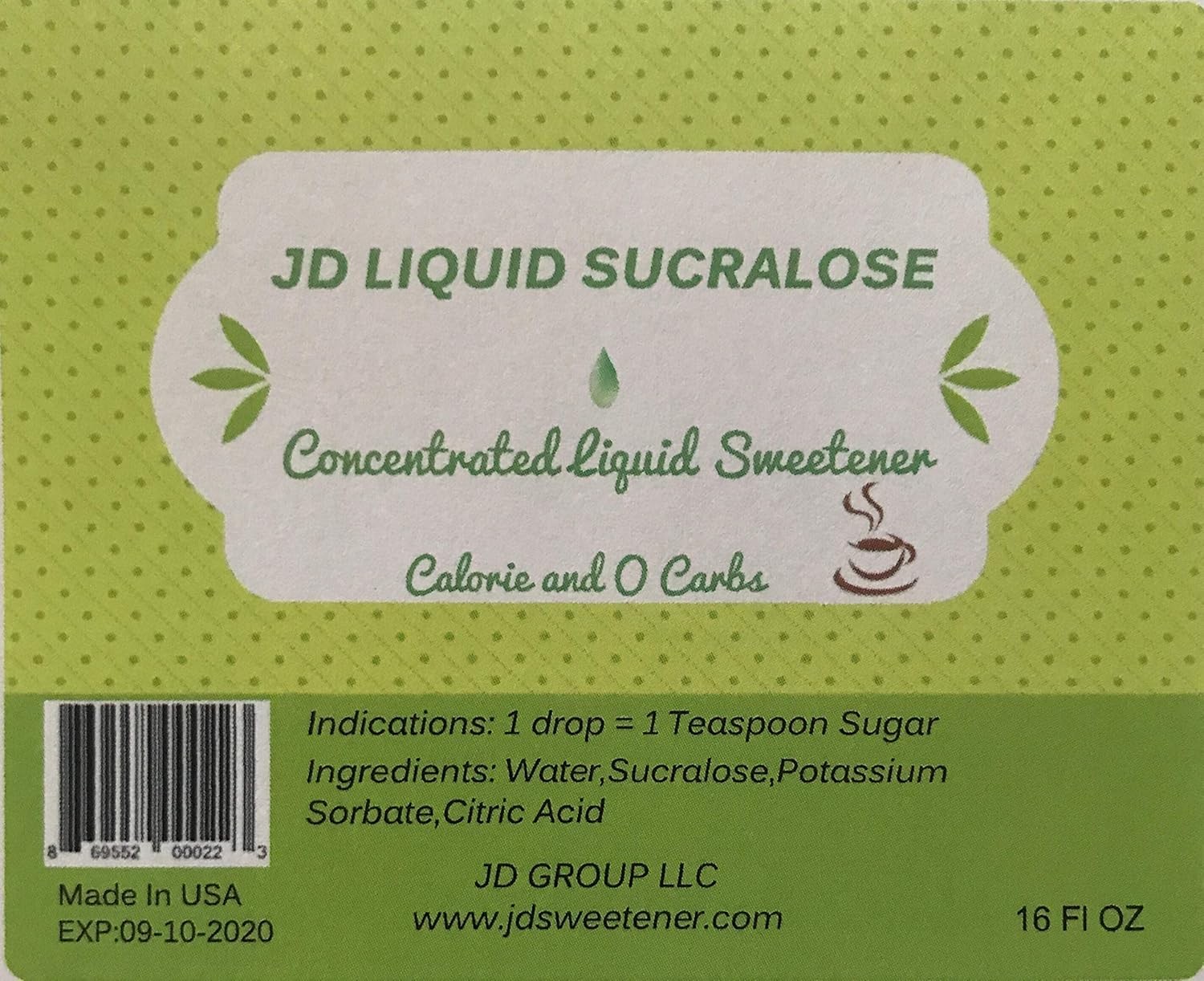 JD Liquid Sucralose 16 fl oz, 25% Concentrated Sweetener