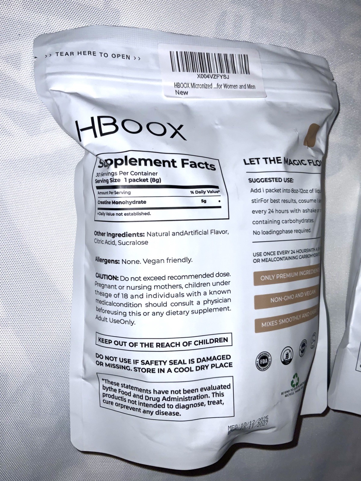 2 PACK LOT HBOOX ProMix Creatine Monohydrate Powder STICKS Unflavored MICRONIZED