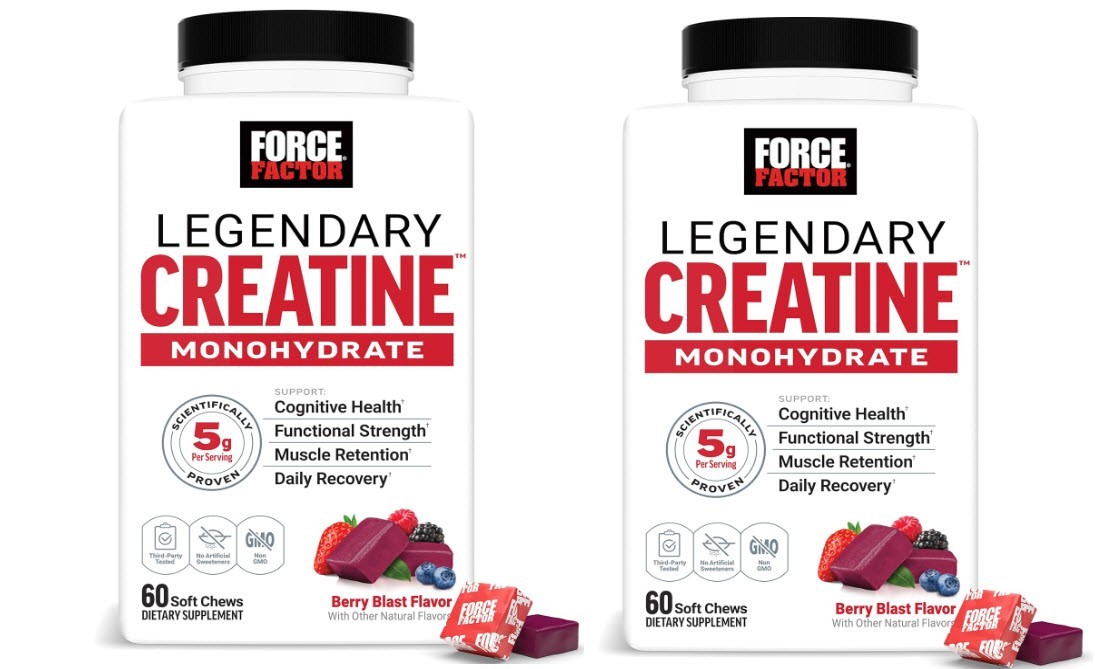 2 pk Force Factor Creatine Chews 5g Monohydrate Muscle Strength 60Ct Exp 12/2027