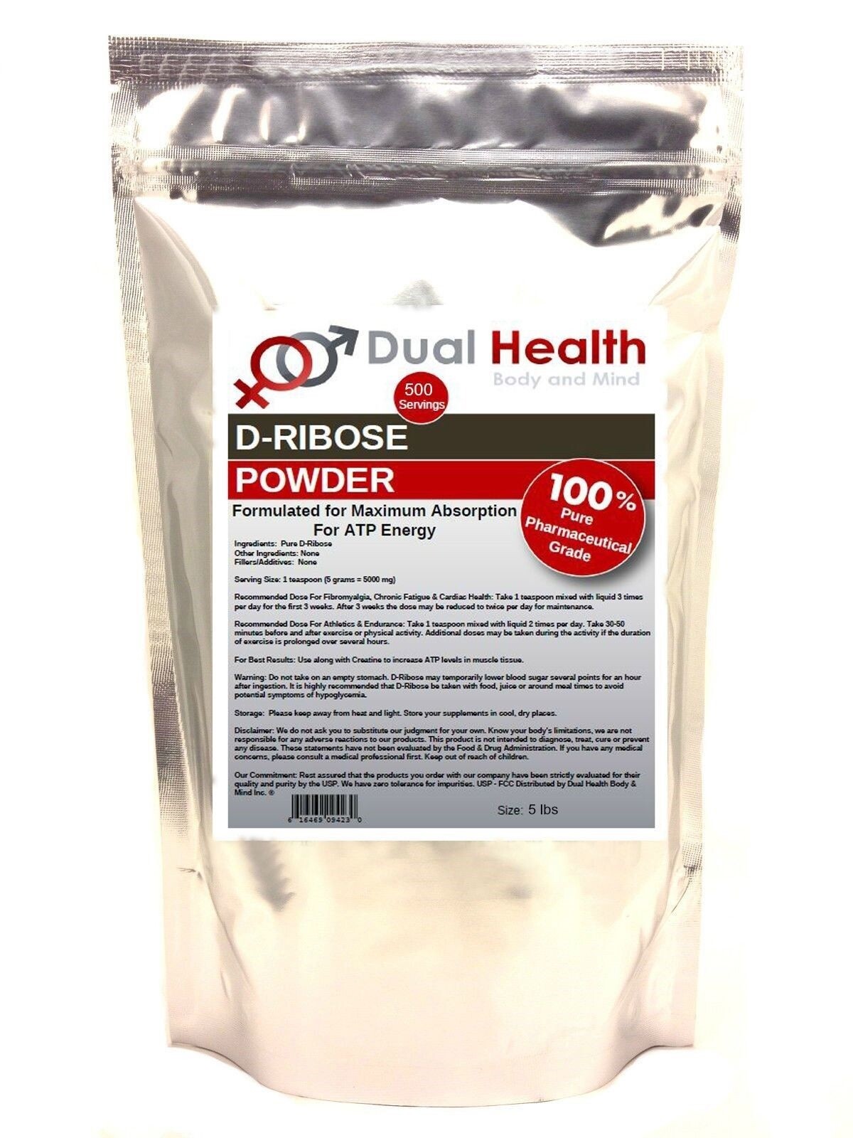D-Ribose Powder (5 lbs) ATP Energy Endurance Muscle Sport Pure Pharmaceutical