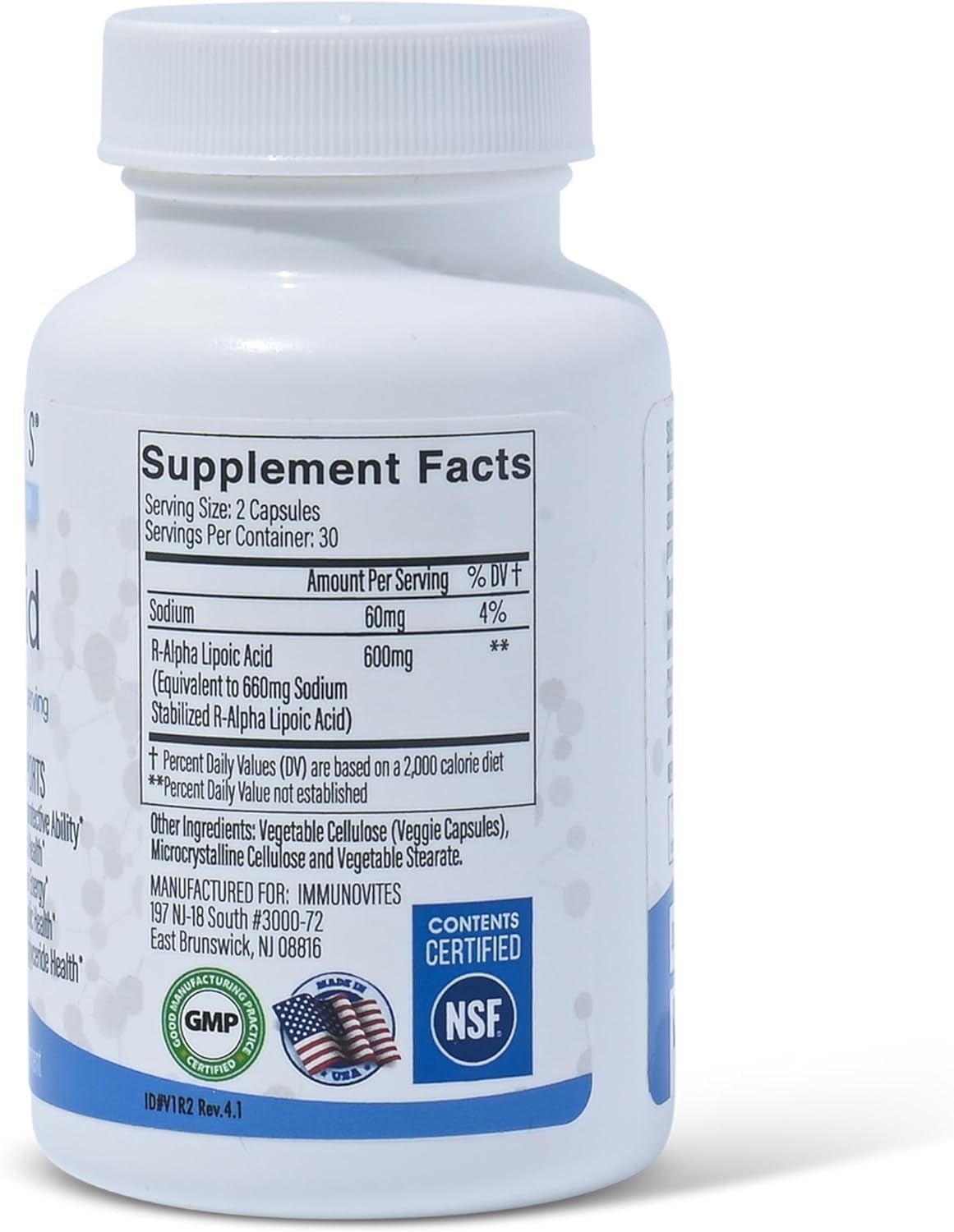 IMMUNOVITES 3-Pack Stabilized R-Alpha Lipoic Acid 3 Count (Pack of 1), Red