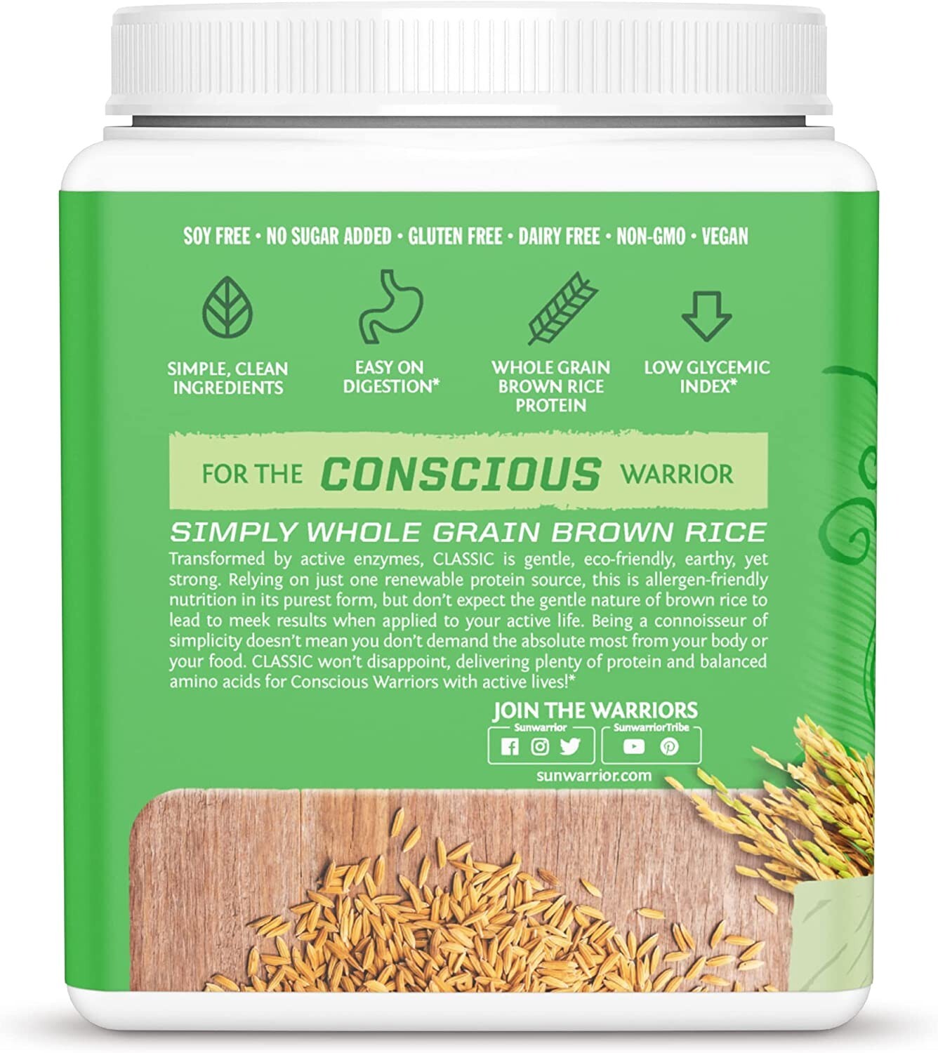 Sunwarrior Classic Organic Brown Rice Vegan Protein Powder, 375g, Unflavored
