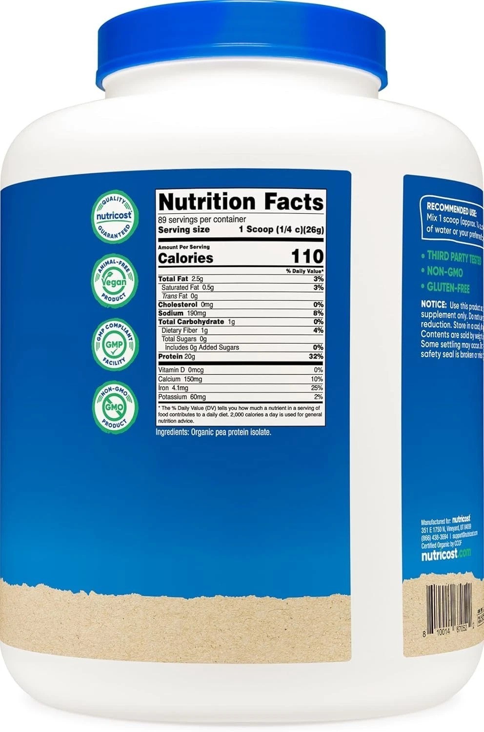 Organic Pea Protein Isolate Powder 5LBS – Unflavored, Certified USDA Organic,…