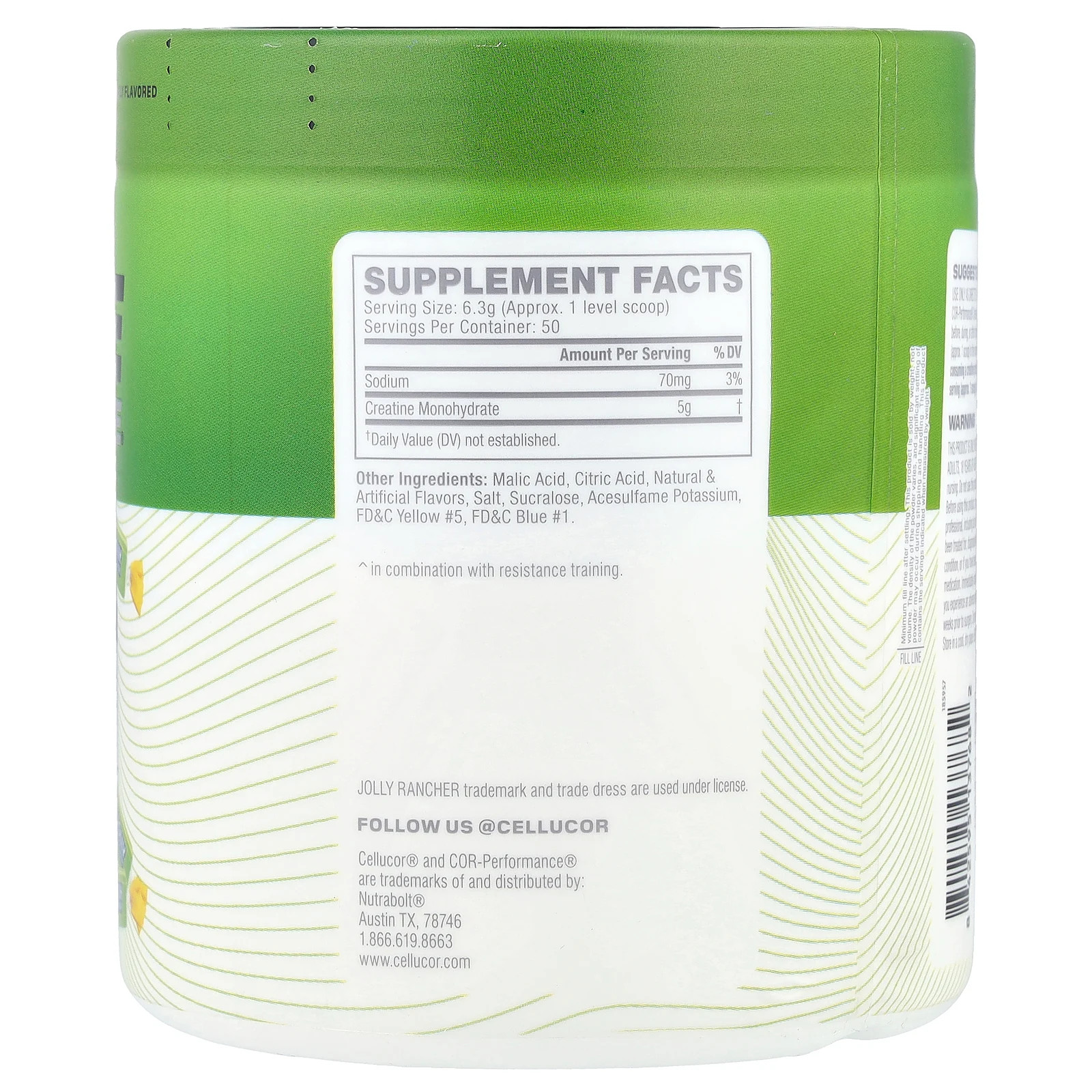 COR-Performance® Creatine, Jolly Rancher, Green Apple, 11.1 oz (316 g)