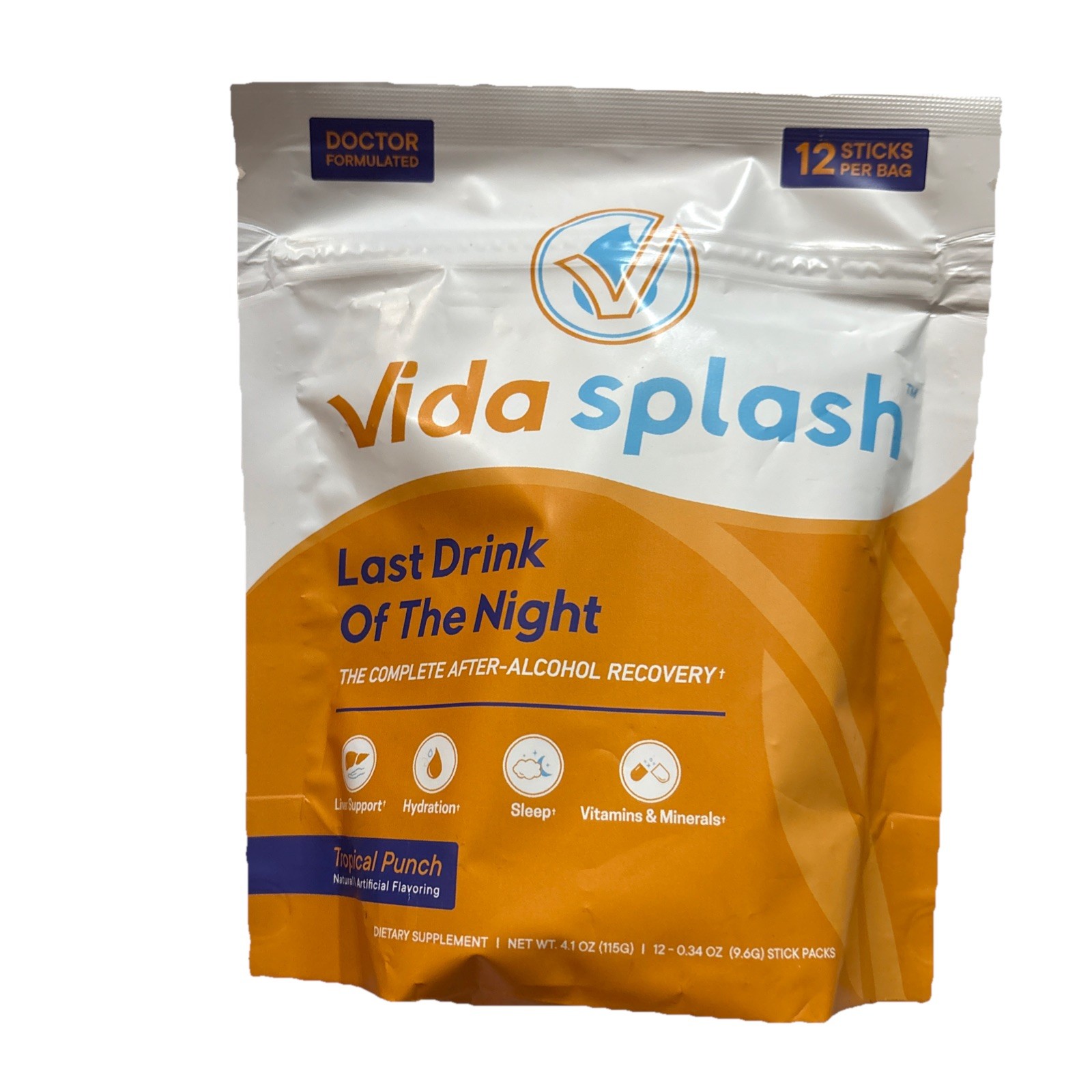 Vida Y Aplash Last Drink of The Night Tropical Punch Net Wt 4.1 Oz 115g