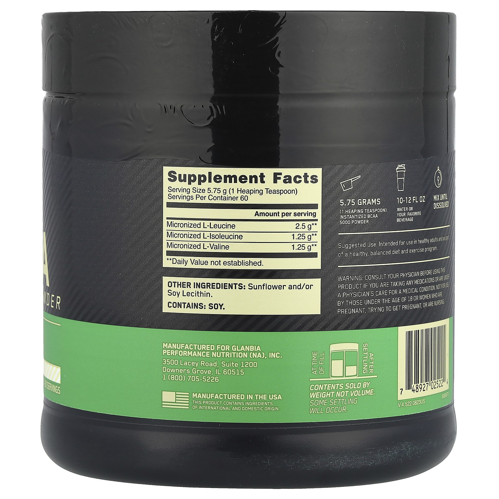 Instantized BCAA 5000 Powder, Unflavored, 12.16 oz (345 g)
