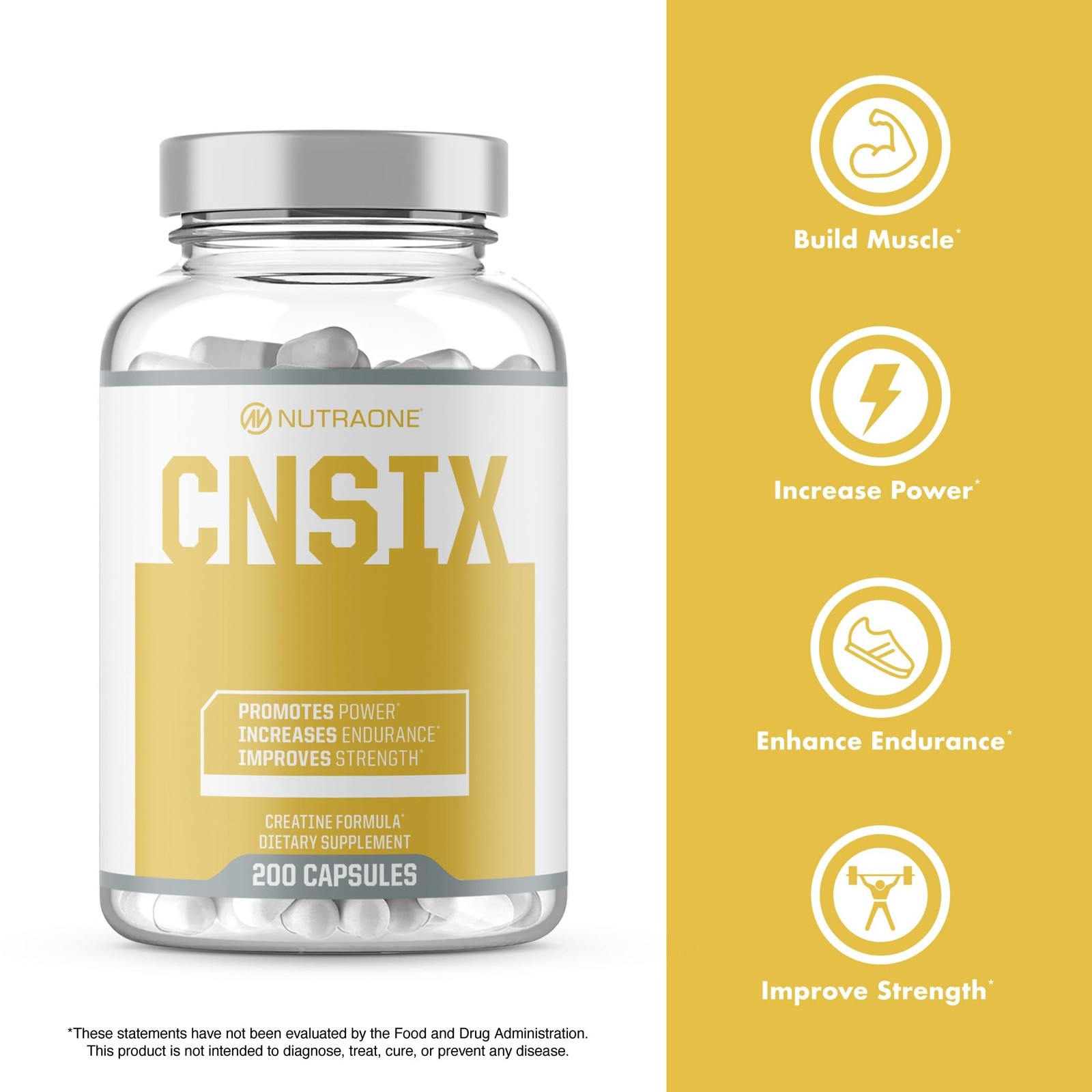 CNSix Creatine Capsules by NutraOne – Creatine HCL to Help Build Lean Musc