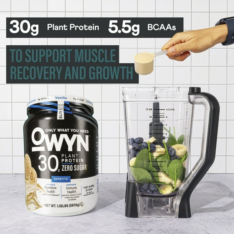 OWYN Elite Pro Plant Protein Powder Vanilla 30g Zero Sugar Vegan GF 1.32 lb