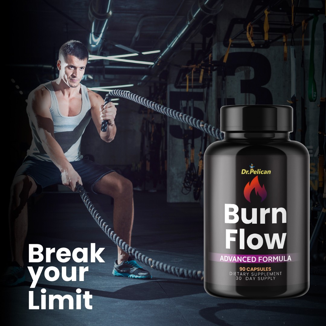 Burn Flow- Bodybuilding & Men’s Health Support- 2 Bottles- 180 Capsules