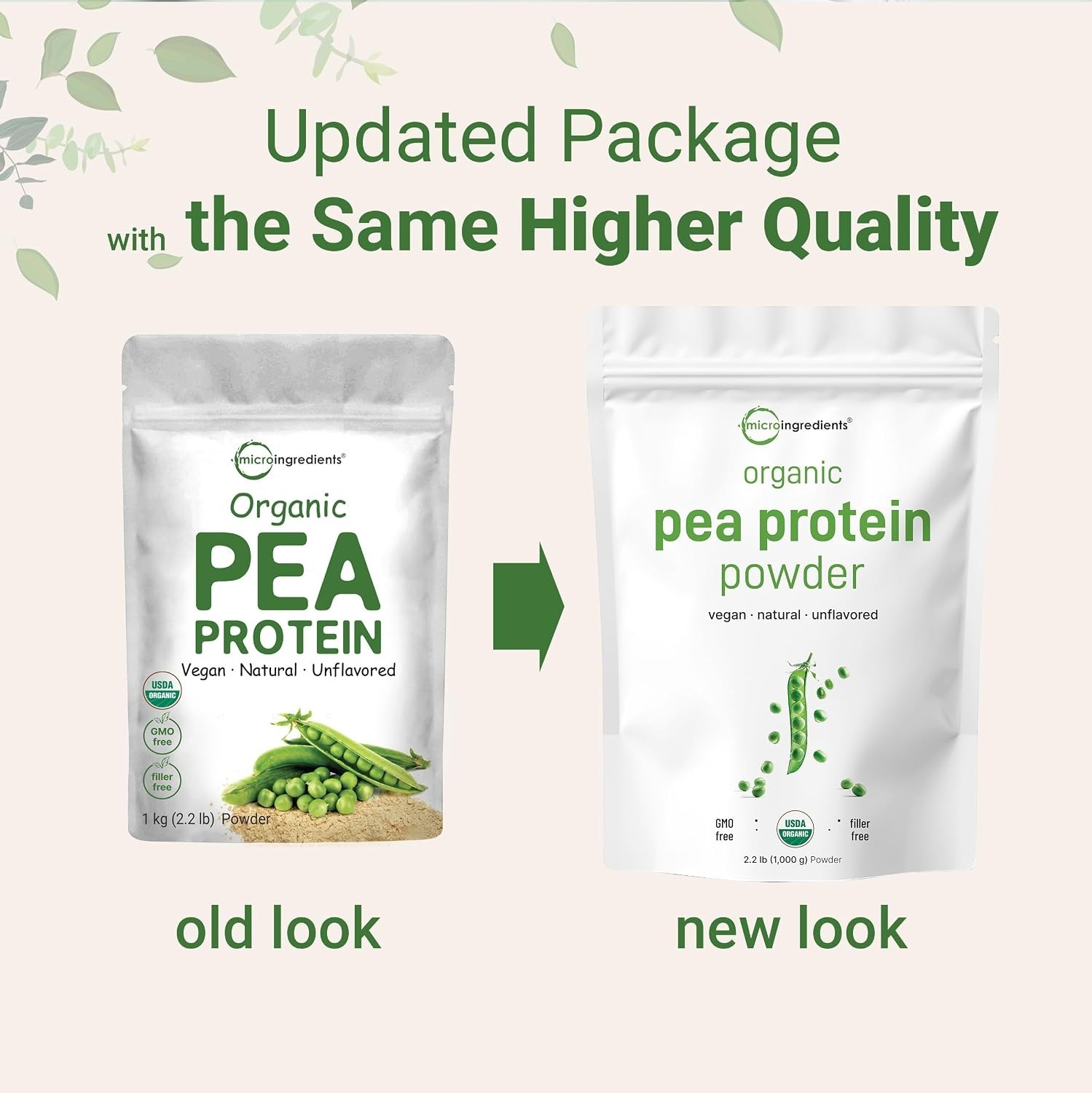Organic Pea Protein Powder 2.2 Lbs Plant-Based Vegan Non-GMO Soy Free Amino