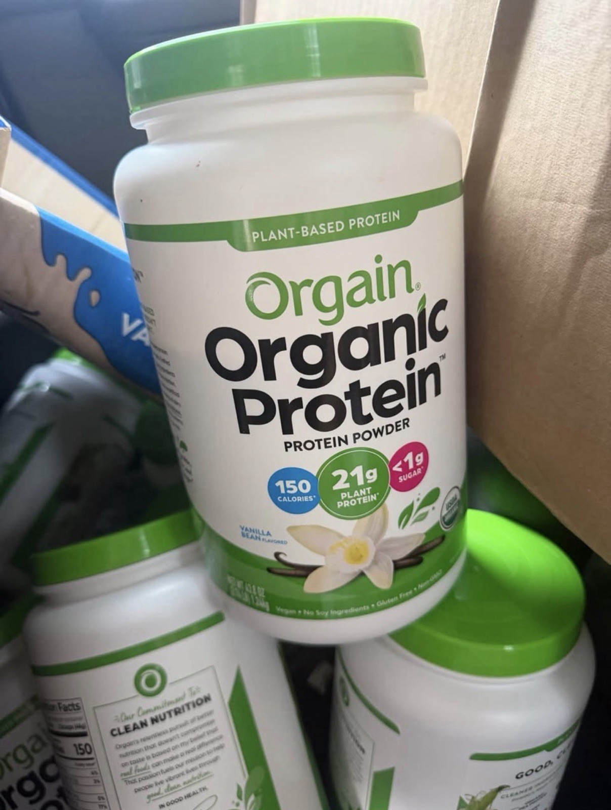 Orgain USDA Organic Vegan Plant-Based Protein Powder Vanilla Bean, No Soy